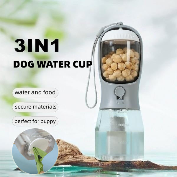 3-in-1 Portable Dog Cup — Water, Food & Waste Bags