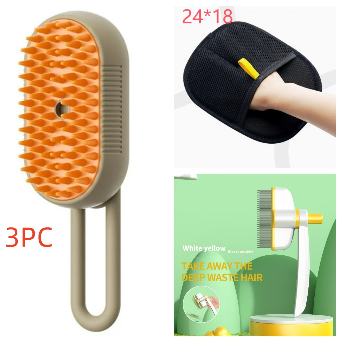 3-in-1 Electric Steam Pet Brush